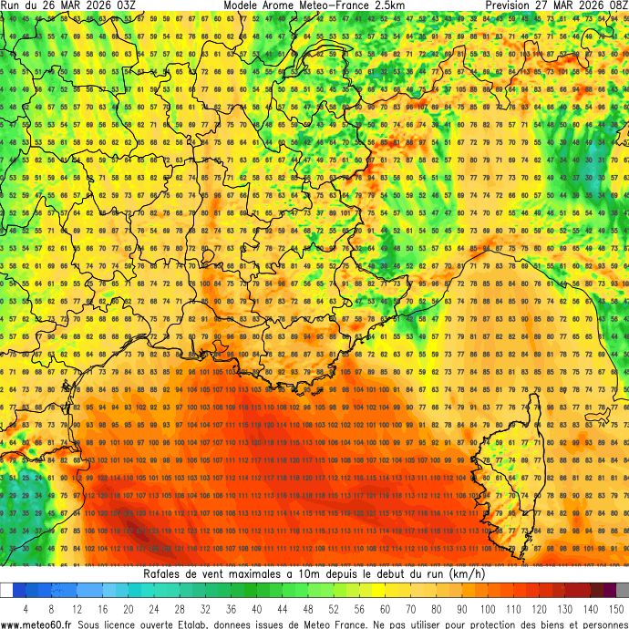 meteo60's tweet image. Le #vent souffle fortement ce jeudi près de la #Méditerranée en marge du creux dépressionnaire plongeant vers l'Italie. Les rafales pourront dépasser les 100km/h sur les caps exposés du littoral, les abords du Rhône et les reliefs. 
Carte : meteo60.fr