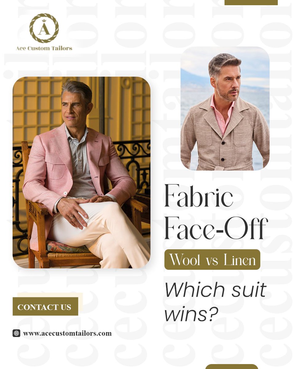 AceCustomTailor's tweet photo. Two great fabrics. Two different vibes.
Wool:Classic, structured, timeless.
Linen: Light, breathable, relaxed.
Which one would you choose for your next suit?
Tell us in the comments. 👇
https://t.co/sBpwB6ctlT

#acetailors #fabricchoice #woolsuit #linensuit #customtailoring https://t.co/AFkng73lla