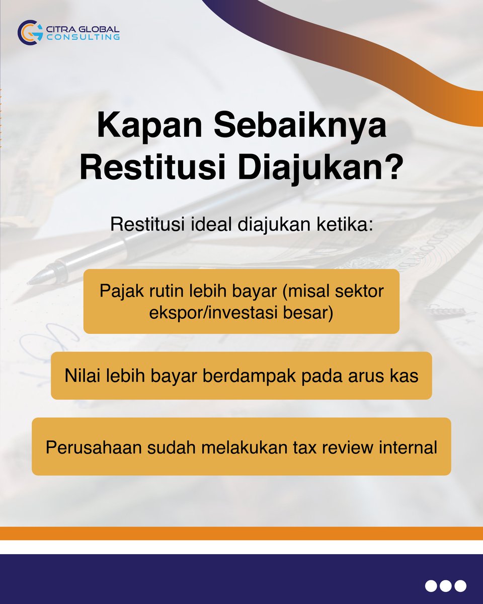 CGConsulting3's tweet photo. Punya lebih bayar tapi takut ajukan restitusi?🤔

Restitusi itu hak hukum Anda, bukan ancaman. Kuncinya cuma satu: administrasi harus rapi dan data konsisten 📊. Melakukan pengecekan internal sejak dini bikin proses klaim jadi lebih terukur dan hati pun tenang.🌙

#RestitusiPajak https://t.co/5u70zujLom