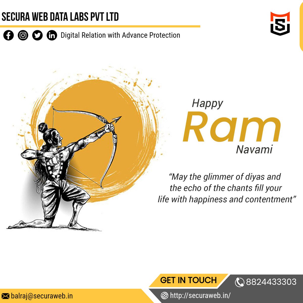 SecuraWebDL's tweet image. Happy Ram Navami from @SecuraWebDL!🚩
May the divine blessings of Lord Rama fill your life with happiness contentment, and the strength to overcome every challenge
Let us celebrate the spirit of righteousness today and always
#RamNavami2026 #SecuraWebDataLabs #PeaceAndProsperity