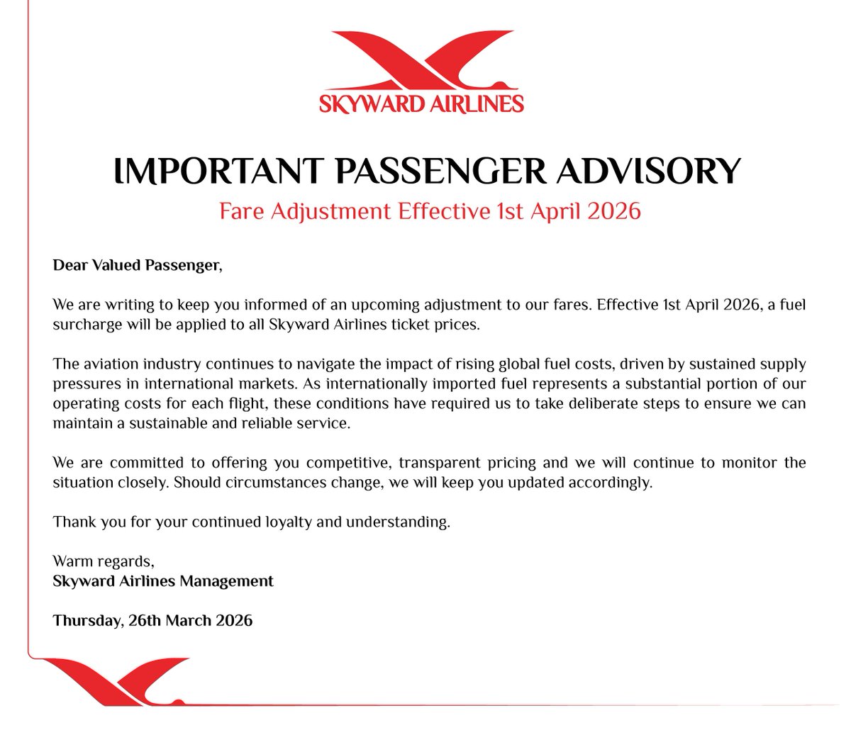 Skyward Airlines tweet media