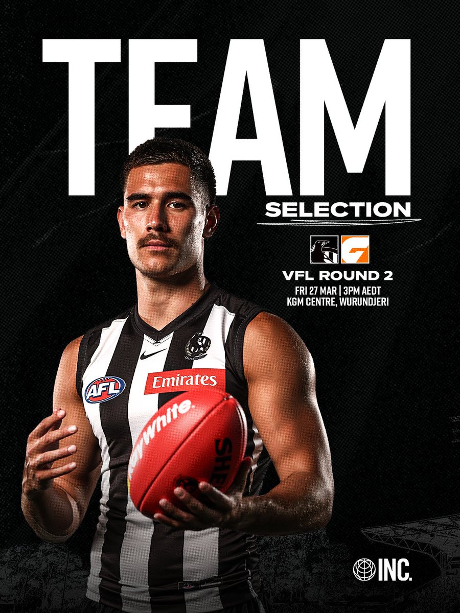 CollingwoodVFL's tweet image. Reef McInnes has officially been named in our first VFL team of 2026, set to play limited minutes when we host the GIANTS at the KGM Centre 🥹

He is one of 17 AFL-listed players to feature in tomorrow's clash 👀

Read more: magpi.es/VFLRd2Team