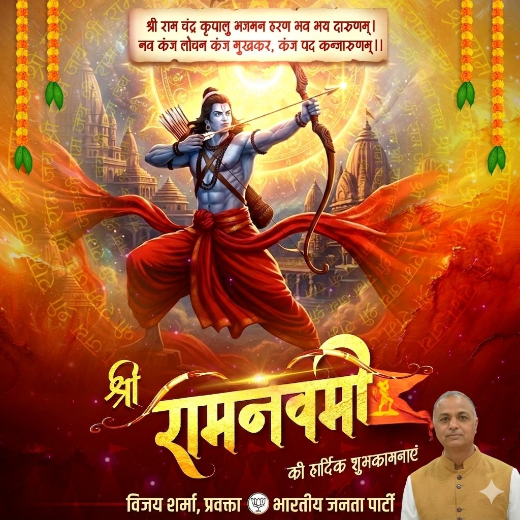 भए प्रगट कृपाला, दीनदयाला, कौशल्या हितकारी।
हरषित महतारी,मुनि मन हारी, अद्भुत रूप बिचारी॥

सत्य, शील, करुणा और मर्यादा के सर्वोच्च शिखर, संपूर्ण सृष्टि के नायक और हम सभी के आराध्य भगवान श्री राम के पावन जन्मोत्सव 'रामनवमी' की हार्दिक शुभकामनाएँ!