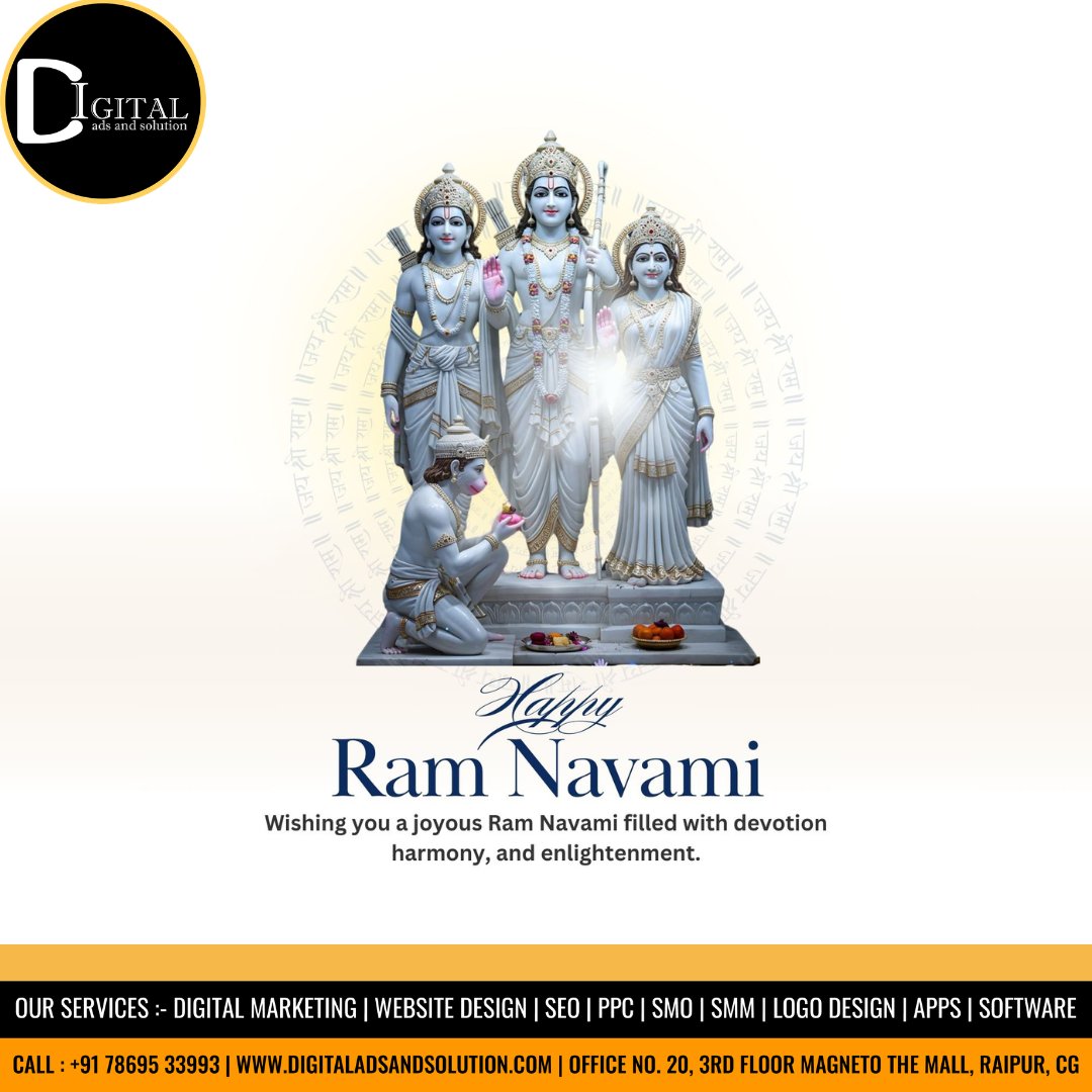 digitaladsandso's tweet photo. 🌸 Happy Ram Navami 🌸

🙏 Jai Shree Ram 🙏

May the divine grace of Lord Ram always be with you,
guiding your path with truth, strength, and righteousness. ✨

May this auspicious occasion bring peace, prosperity, and happiness to you and your family. 🌼 https://t.co/YOEL233RcM