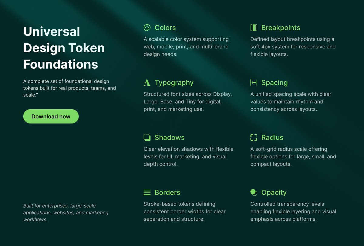 vsathish87's tweet photo. TokenPx Universal Design Tokens is now live on Figma Community.

A handcrafted, scalable token foundation built from real product experience.

Not a UI kit. A system designed to evolve with your product.

Explore it here:
https://t.co/1pmlsCxCVi

https://t.co/IpboxWDrFL https://t.co/560KkzRwMM