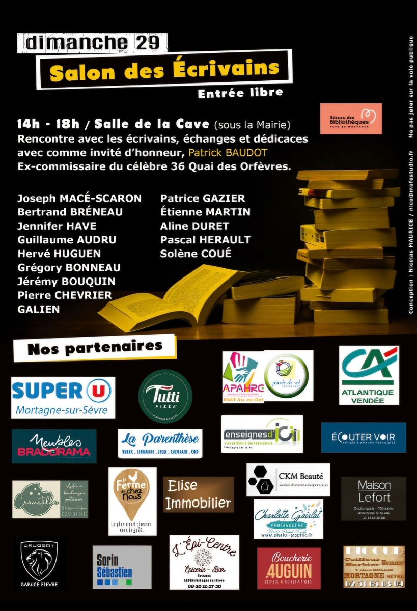 Noiredition's tweet photo. Festival 36 quai de Sèvre à  Mortagne-sur-Sèvre aura lieu fin mars. Le salon des écrivains s'y déroulera le dimanche 29 mars dès 14h. Solène Coué et @guillaume_audru  sont  invités et représenteront la maison d'édition. #rencontre #Vendée #MortagneSurSèvre #romans #dédicaces https://t.co/UtXGfSDEyr
