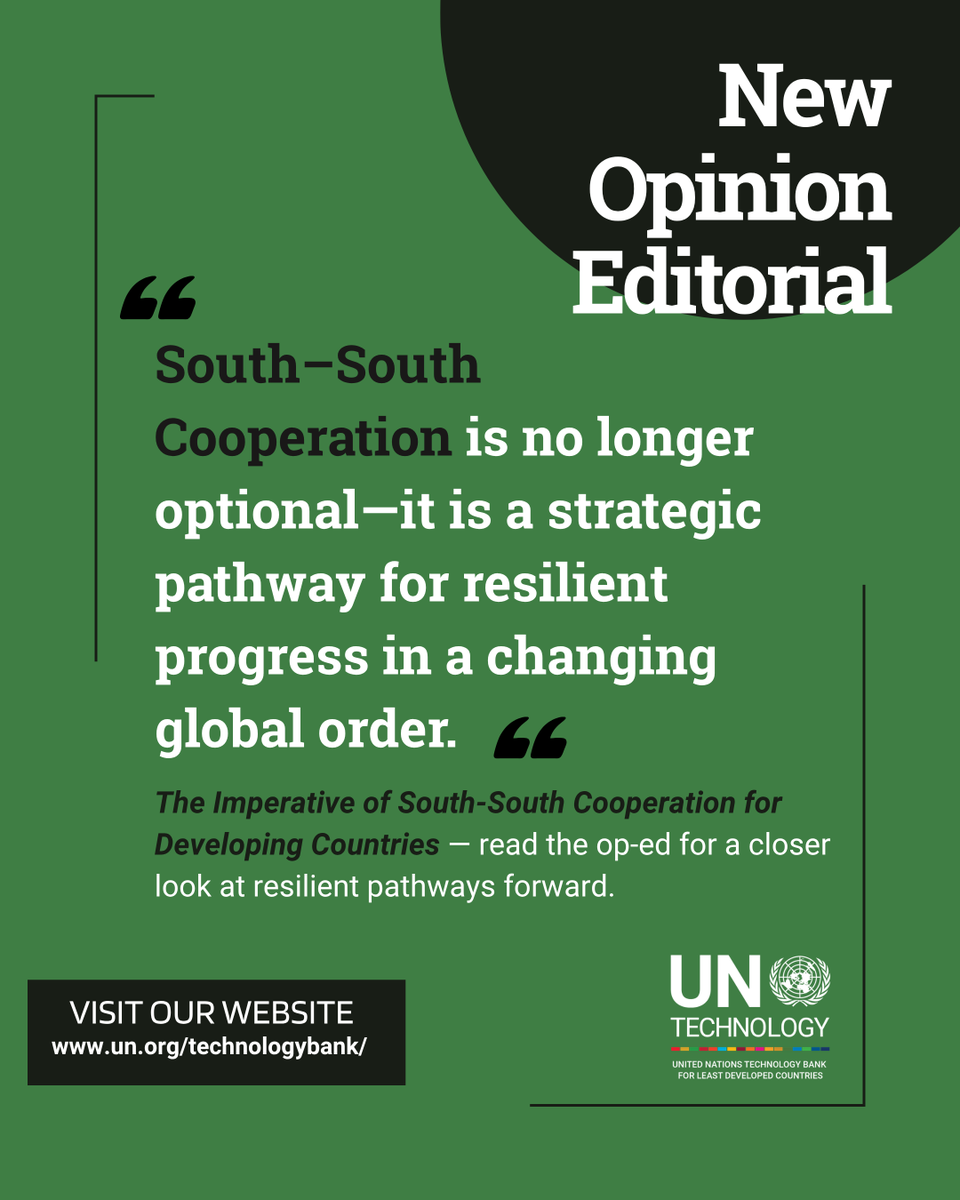 UNTechBank's tweet image. New op-ed! 🌍 The Global South isn’t waiting for solutions—it’s creating them. From telemedicine to solar homes, homegrown innovations are driving sustainable development. 

Read more👉 bit.ly/4uRaXGR

@deodat_maharaj #GlobalSouth #SouthSouthCooperation