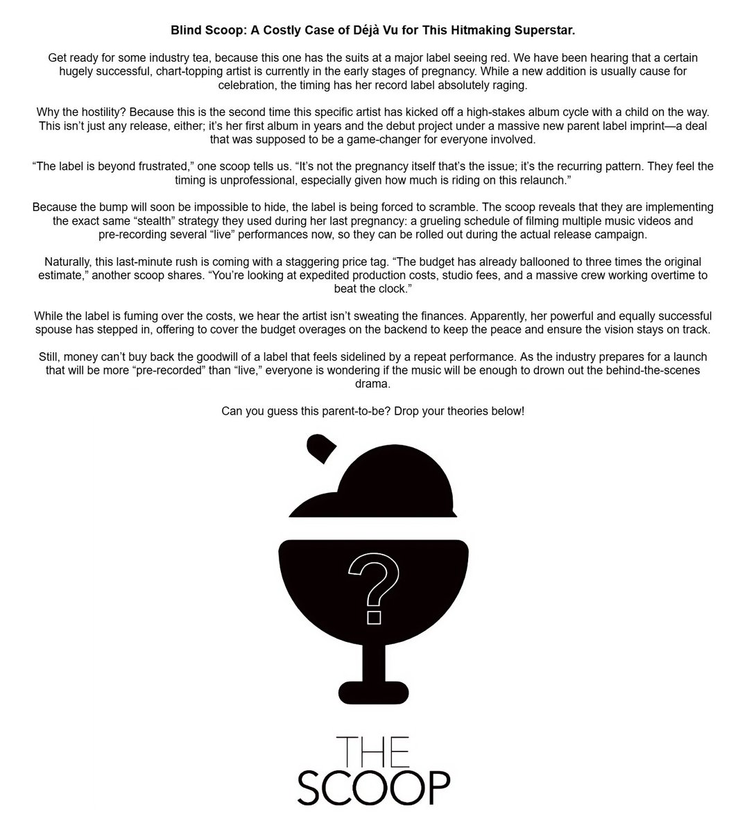 🍨 #BlindMusicScoop: A Costly Case of Déjà Vu for This Hitmaking Superstar.