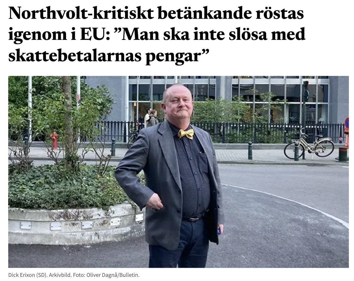 EU-parlamentarikern Dick Erixon (SD) har fått igenom en ovanligt hård granskning av EU:s investeringsbank. Tio miljarder kronor gick till Northvolt och är nu troligen förlorade. – Man struntar i att göra en kall ekonomisk analys, säger Erixon till Bulletin.