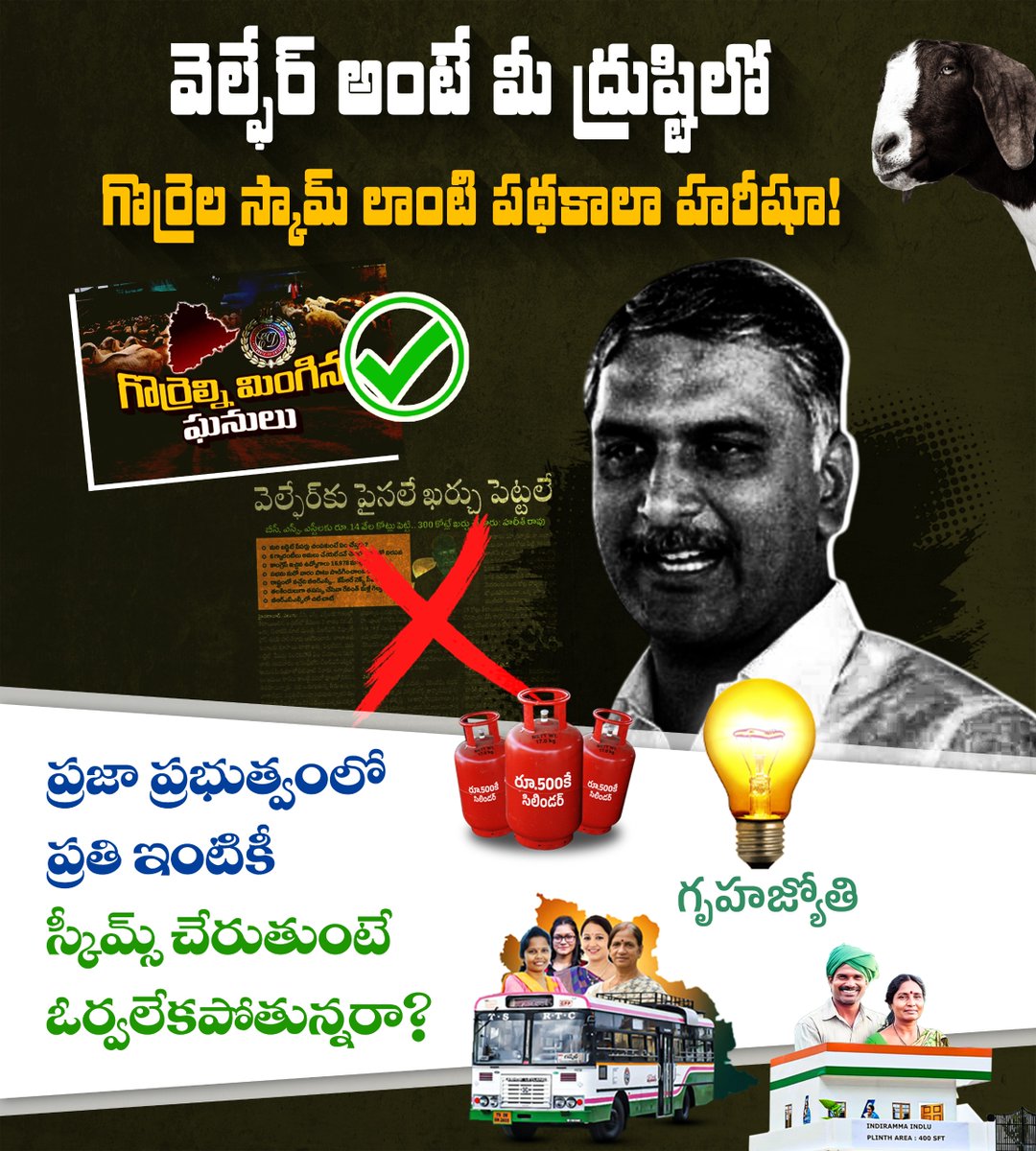 INCTelangana's tweet image. వెల్ఫేర్ అంటే మీ ద్రుష్టిలో గొర్రెల స్కామ్ లాంటి పథకాలా హరీషూ!

ప్రజా ప్రభుత్వంలో ప్రతి ఇంటికీ స్కీమ్స్ చేరుతుంటే ఓర్వలేకపోతున్నరా? 
#PrajaPalana
#Brsscam
#Harishexposed
#BRSFailedTelangana
#BRSCorruption
#KCRFailedCM