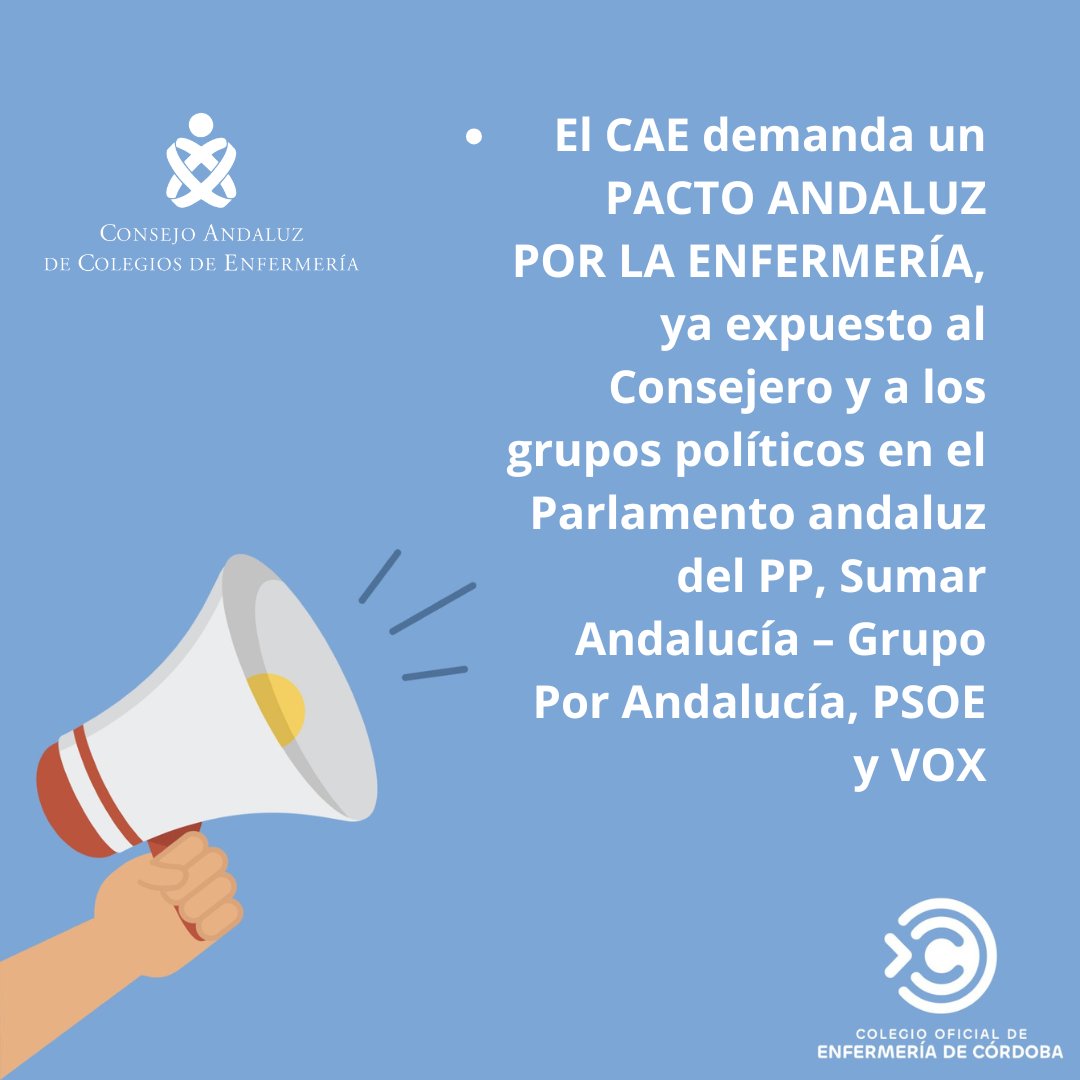 🔈🔉🔊El <a href="/consejo_andaluz/">Consejo Andaluz de Enfermería</a>  denuncia la inacción de la Consejería de Sanidad en la adopción de medidas para mejorar la asistencia sanitaria en Andalucía. Más info: colegioenfermeriacordoba.com/sala-prensa/el…