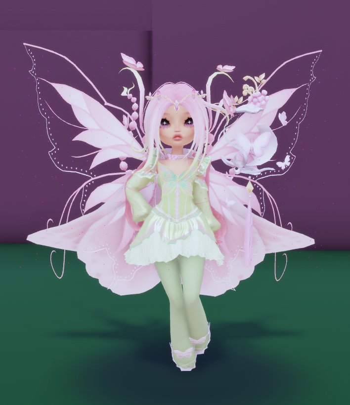 DanigeliZ's tweet photo. @Inf1n1tyShad0w Butterfly Fairy (code: 958CA4) 🦋 with Pastel green butterfly fairy dress, Pink transparent dress sleeves and White butterfly fairy heels by @Inf1n1tyShad0w https://t.co/yctplHkRLh