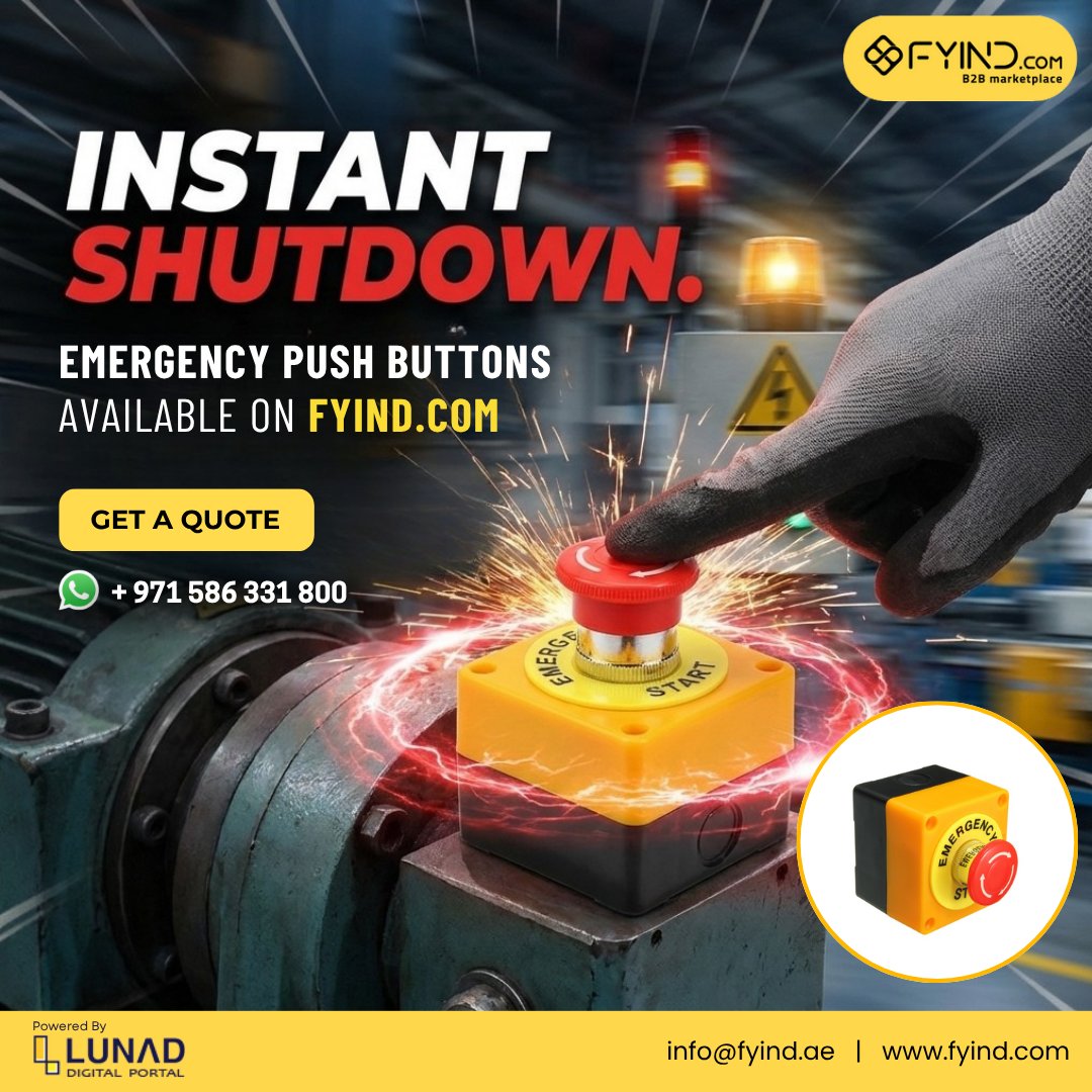 FYIND_COM's tweet photo. Find reliable emergency push buttons from trusted UAE suppliers on FYIND for instant shutdown and workplace protection.

📩 Get your quote today - https://t.co/D9b1EgDqut

.

#PushButtonSwitch #WorkplaceSafety #EmergencyStop #IndustrialSafety #Fyind https://t.co/ntrLF4LTyR