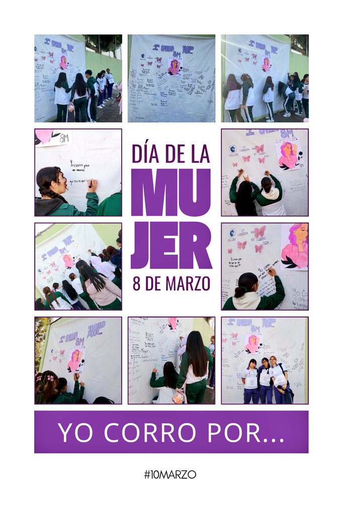epo243's tweet photo. "¡Meta alcanzada! 🏃‍♀️🏃‍♂️ Gran reconocimiento a las corredoras de la #epo243🐲🐉  por su increíble participación en la 1ra. carrera Conmemorativa del Día de la Mujer ¡Gracias por demostrar que en esta prepa nos movemos con causa! #10marzo @040Bg @SBGOriente https://t.co/VwnOOariPm