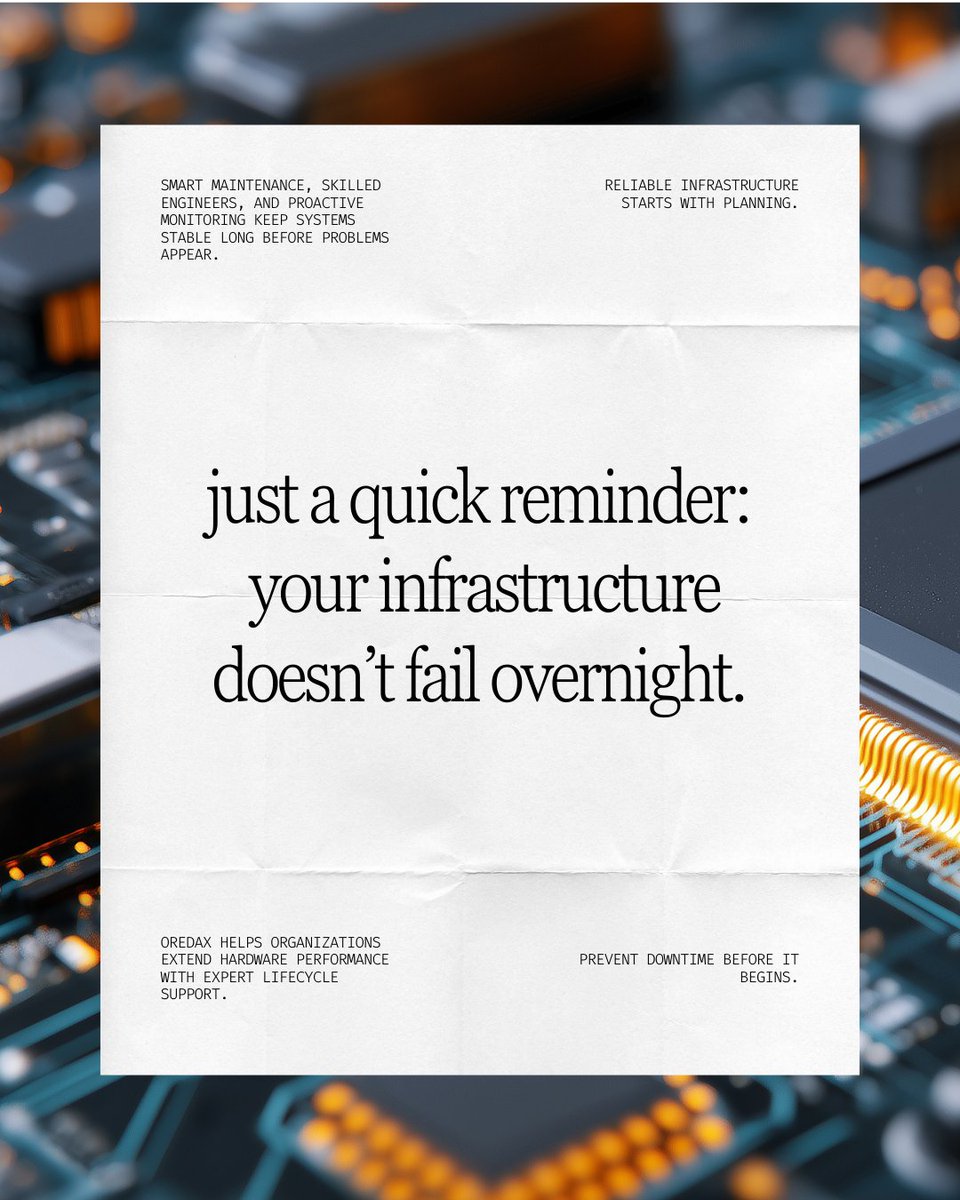oredax80285's tweet image. Downtime doesn’t happen suddenly.
It builds up.

Smart IT teams prevent problems before they start. ⚙️

#ITMaintenance #DowntimePrevention #TechOps #Oredax
