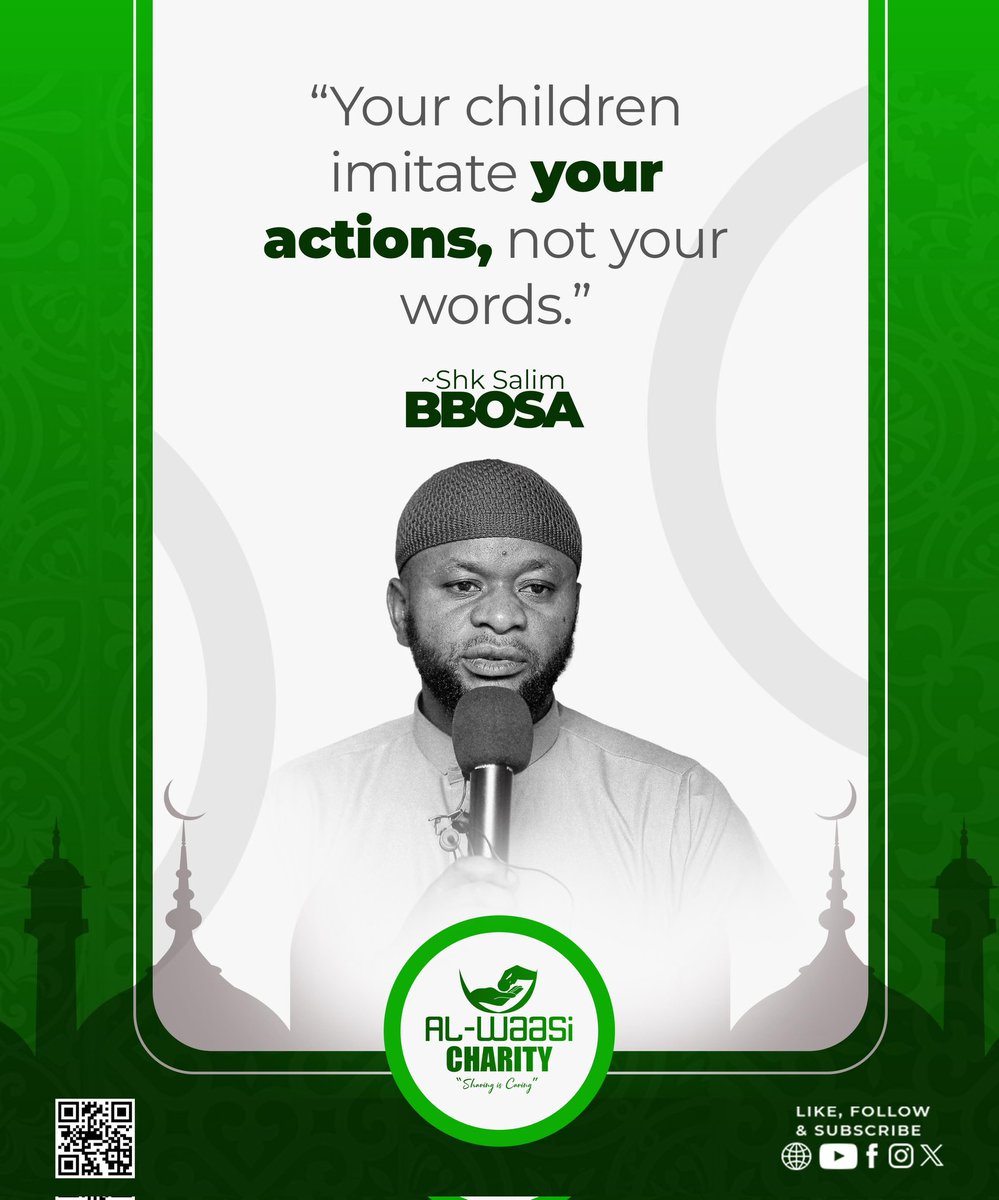 alwaasicharity's tweet photo. Pearls Of Wisdom 🌱
"Your children imitate your actions not words." Shk Salim Bbosa
#PearlsOfWisdom
#alwaasicharity
#sharingiscaring https://t.co/BZp4Oa2J77
