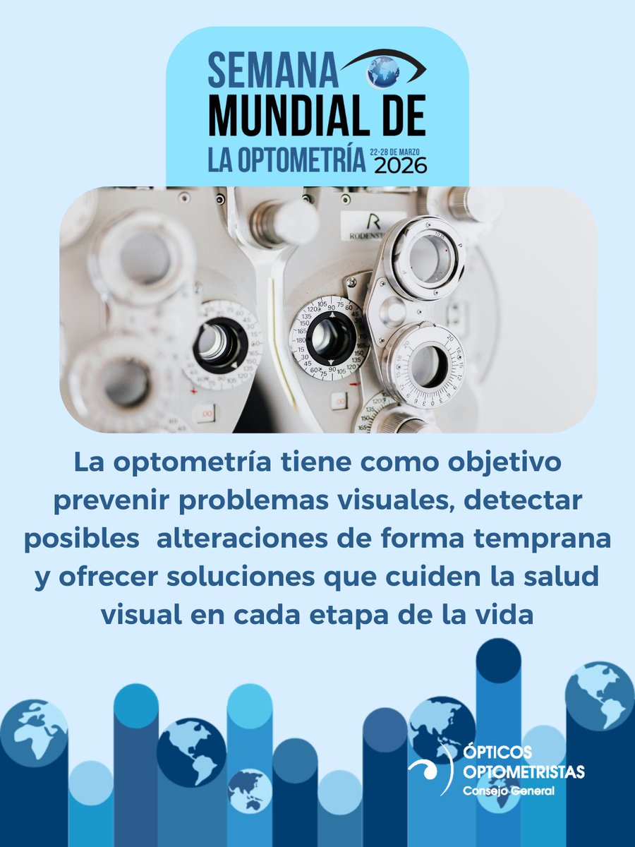 Cgcoo_es's tweet image. 👁️🌍 En la #SemanaMundialdelaOptometría ponemos en valor la labor del óptico-optometrista y de una profesión esencial para la salud visual y el bienestar general de todas las personas.

#CGCOO #SaludVisual #Visión #CuidamostuVisión