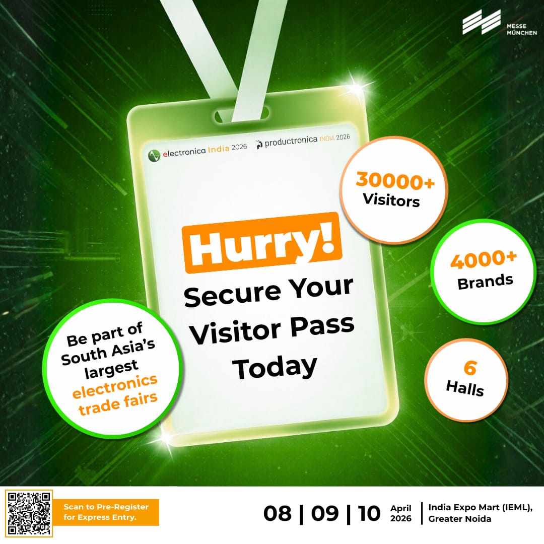 electronic40200's tweet photo. Hurry! 🚀
Secure your visitor pass for #electronicaIndia &amp; #productronicaIndia 2026

🔹 30,000+ Visitors
🔹 4,000+ Brands
🔹 6 Halls📅 8–10 April 2026
📍 India Expo Mart, Greater Noida

Don’t miss South Asia’s largest electronics trade fair!
https://t.co/TL2aWYuqbP https://t.co/mOs8FGfzhc