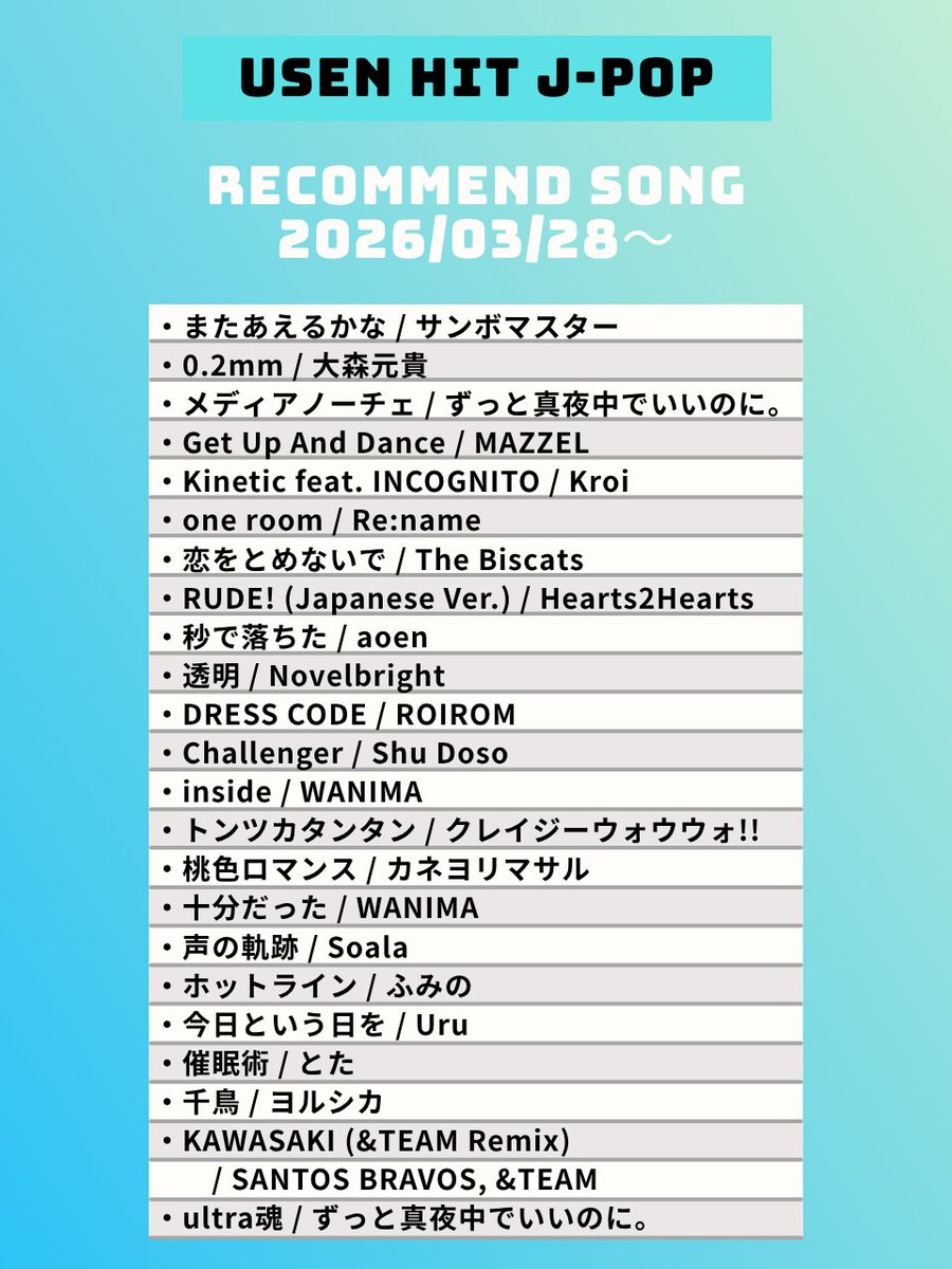 USEN HITS!（有線放送） tweet media