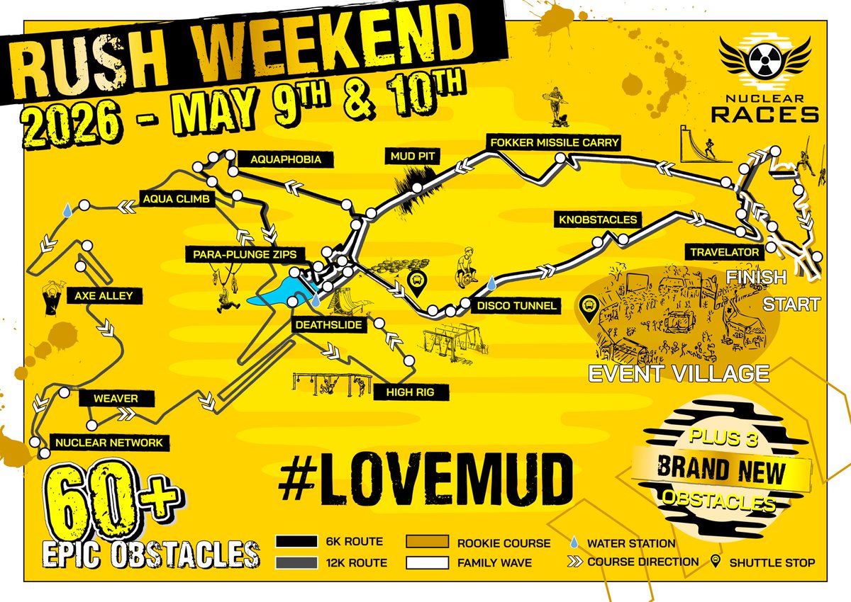 TheNuclearRaces's tweet image. Here is your Rush weekend course map 🥳

#corporate #obstacles #teambuilding