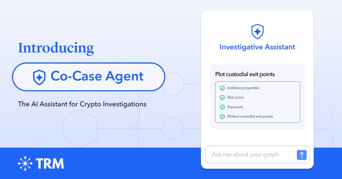 ActuCryptoCT's tweet photo. 🤖 Nouveau produit chez TRM Labs : Co-Case Agent.
Cet agent IA peut repérer et suivre des flux crypto suspects en seulement quelques secondes.
#TRMLabs #Crypto #IA https://t.co/vXZIoglUqs