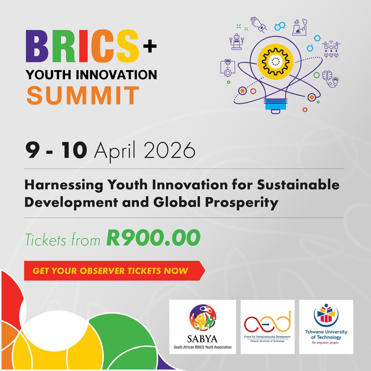 sabya_za's tweet image. Observer tickets for the BRICS+ Youth Innovation Summit are still available 👀 but going FAST 🚀

Secure yours before it’s SOLD OUT 

Link: lnkd.in/dbdUz9GX

#BRICSYouthInnovationSummit2026 #SellingFast #DontMissOut