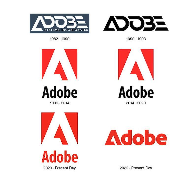 MasaDirector's tweet image. 約40年前にスタートした #Adobe のロゴはいま見ても格好良くて当時は先進的だった。今でもその中で「A」の意匠は引き継がれていて、太くてオープンなラインが印象的だ。ただ当時は赤じゃなくてグレーベースに黒だったらしい。