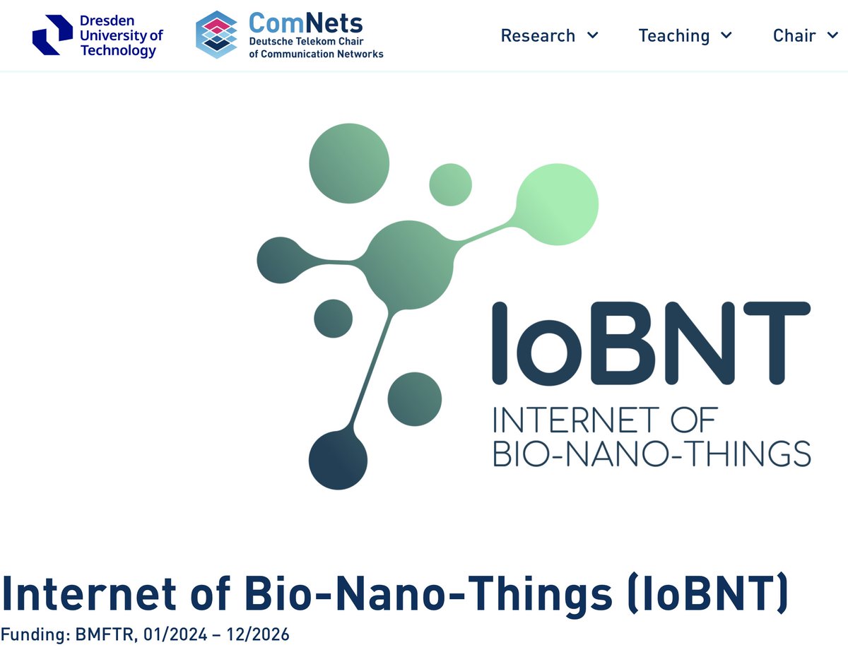CorinneNokel's tweet photo. #6G #IoBNT
Medical Nanobots in Blood Vessels
Internet of Bio-Nano Things #PrecisionMedicine
Bundesministerium für Forschung, Technologie und Raumfahrt #BMFTR
Deutsche Telekom Chair of Communication Networks #ComNets #TU Dresden
https://t.co/nagsSrfdrf https://t.co/kQKtKNGWE8