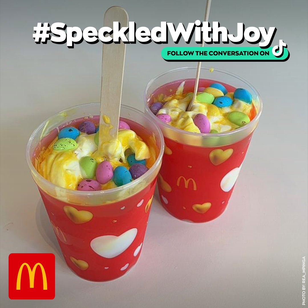 ServiceInsider's tweet photo. Would this be your new favourite McFlurry? 👀🍦

Search #SpeckledWithJoy on TikTok to see how people across SA are reacting to the NEW McFlurry Speckled Eggs flavour  😋

📷: Rea Mpinga https://t.co/voMectMhel