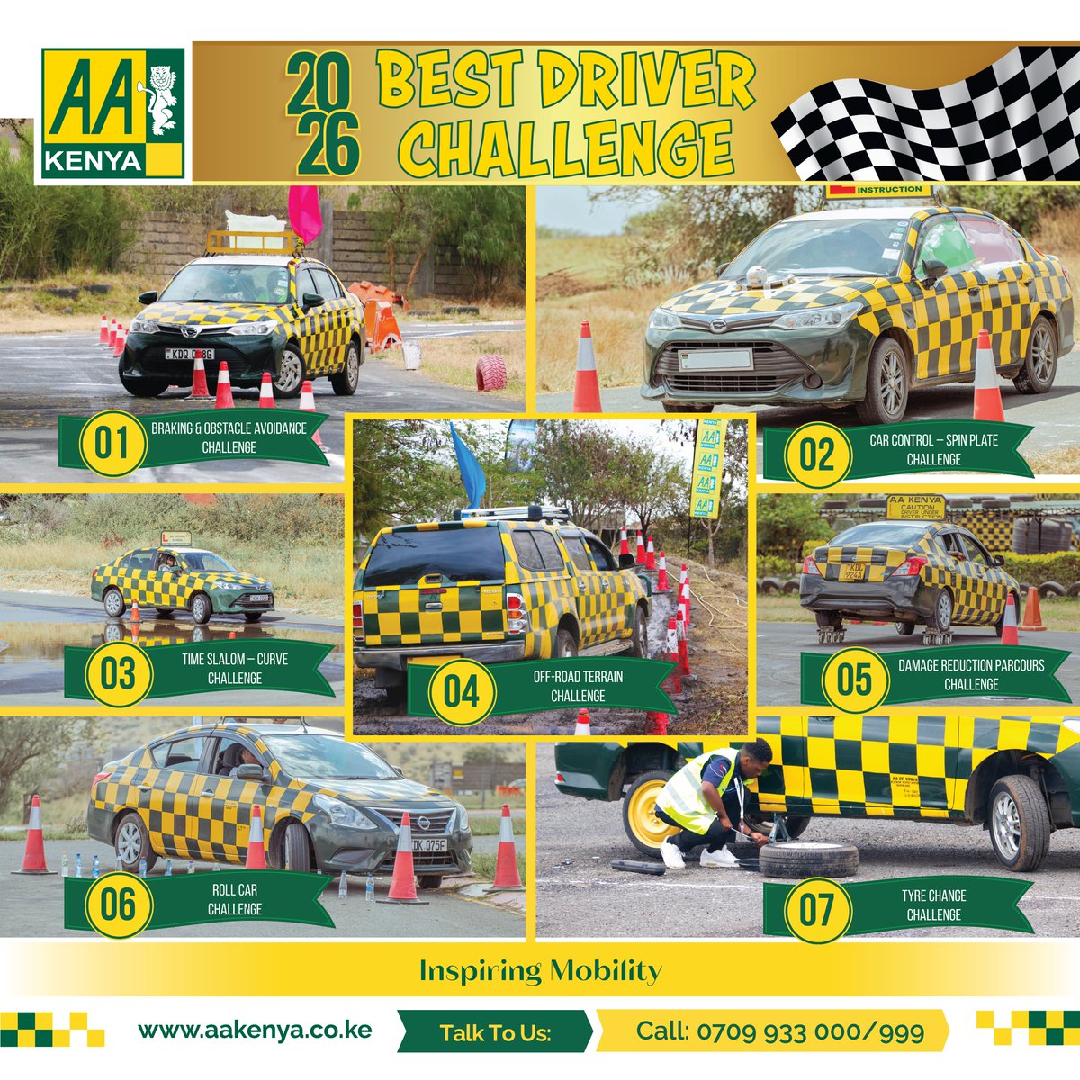 AAKenya's tweet photo. Do you have what it takes to be Africa’s Top Driver? Register for the AA Best Driver Challenge. The contest will run across six regions: Eldoret, Mombasa, Nakuru, Meru, Nairobi, and Kisumu, then wrap up in a grand finale in Nairobi. Exciting awards await, Don't miss.
