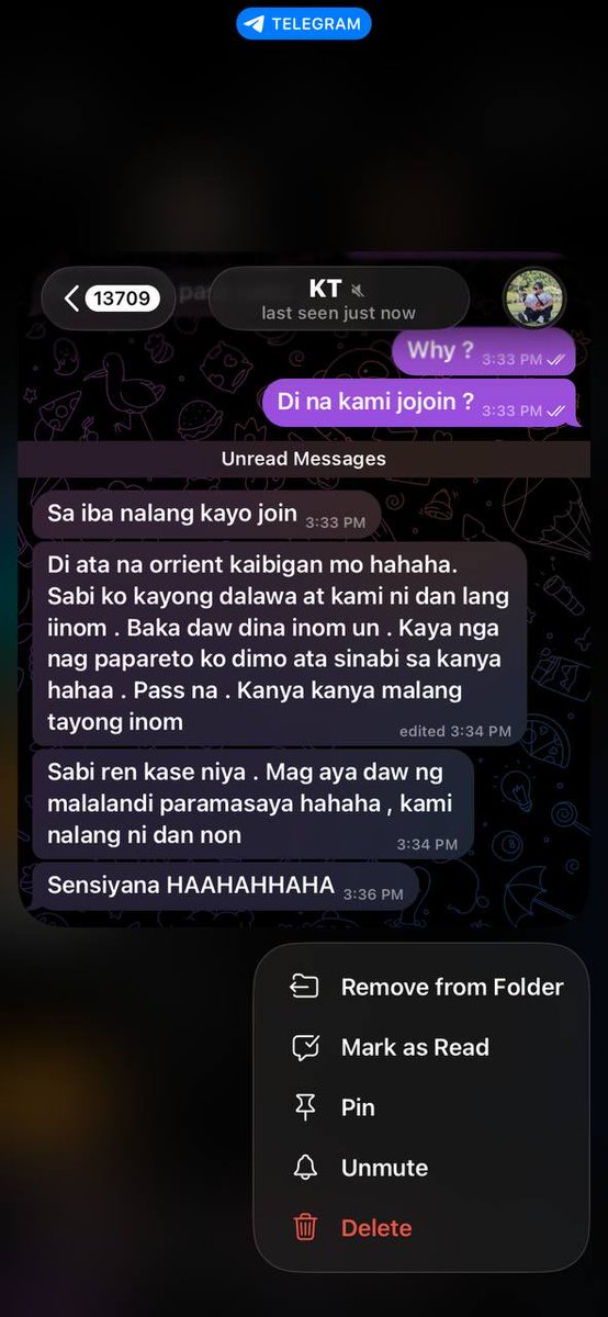 boi_eec's tweet photo. Exposing admin na teacher sa telegram. 

Dark picture: ss ng friend ko
Light picture: ss ko (binura niya convo namin).

Gosh you called yourself professional yet immature and you’re so full of yourself. 

I even explain to him na nasa HOE PHASE ako. https://t.co/brIZuc9UdS