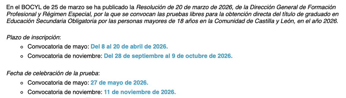 Convocadas las pruebas libres para la obtención del título de ESO. #ESO #PruebasLibres #CEPA #EducaCyL