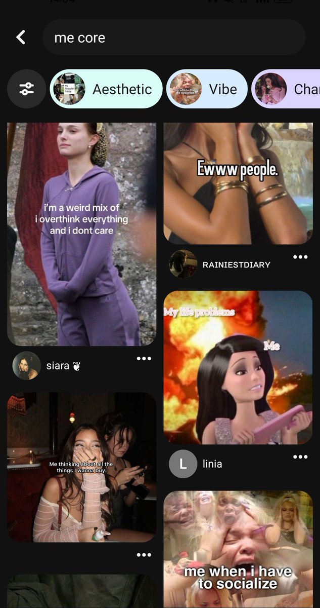 type “me core” on pinterest and see what you get !

this app knows me so well