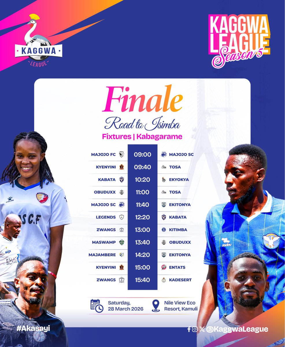 KaggwaLeague's tweet photo. GRAND FINALE FIXTURES.

Ready to finish Hard? Find attached the grand finale fixtures and plan to finish with wins.
#Akasayi
#RoadToIsimba https://t.co/NBZw8x3eRn