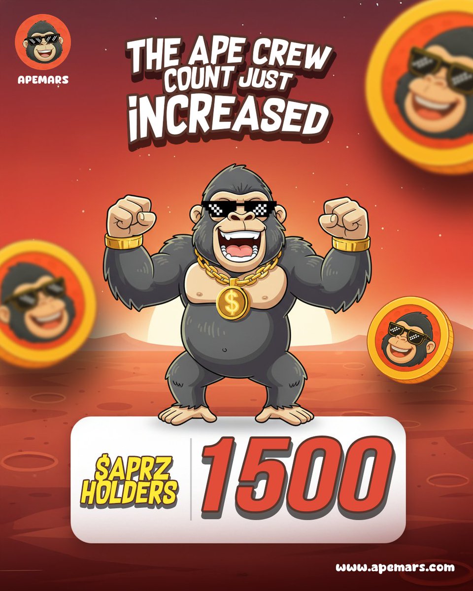 ApemarsOfficial's tweet image. 🛰️ TRANSMISSION: CREW SIZE INCREASING
1500 HOLDERS LOCKED IN.

Expansion phase accelerating.
Next wave incoming.
The price increase is coming soon, don’t get left behind!!

JOIN THE CREW — BUY NOW 🚀
🔗- apemars.com

#APEMARS #memecoin #presale #APRZ #cryptocoin