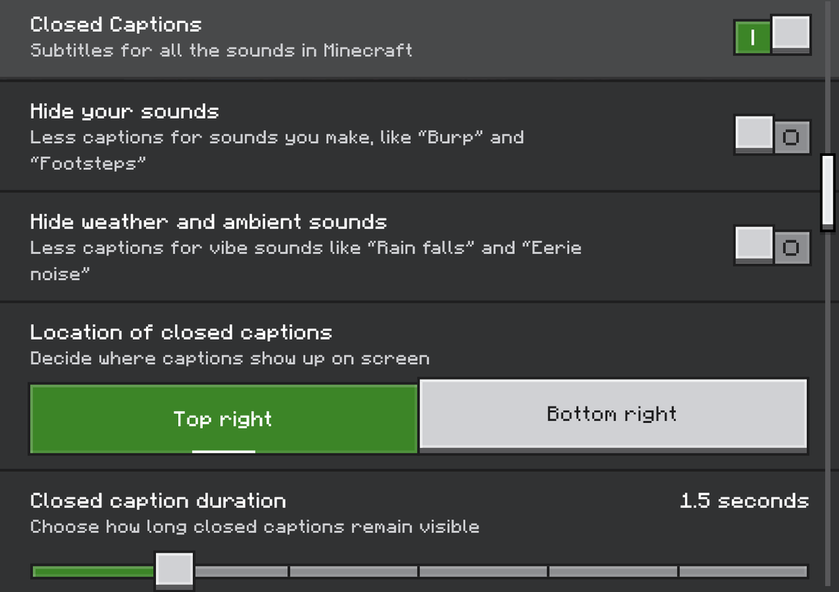 Minecraft Full Sub In the latest Minecraft Beta/Preview the subtitles screen has been ...