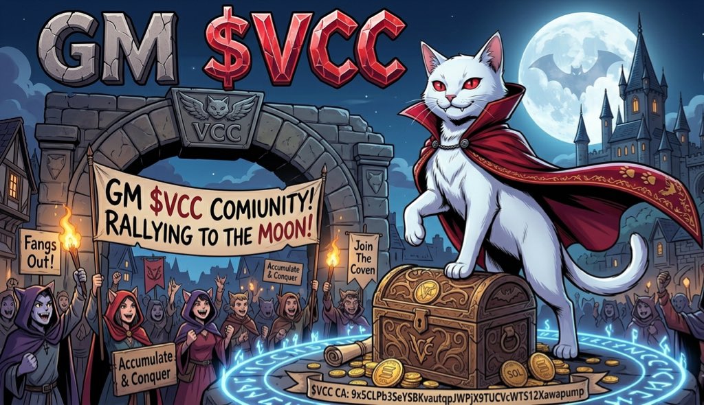 GM to the $VCC Coven! 🦇🤍

While the world sleeps, the Vamp Cats are sharping their fangs. We aren't just another ticker; we’re a movement fueled by the community and the thrill of the night.

The moon is high, the energy is peak, and the chart is calling. Are you ready to hunt?