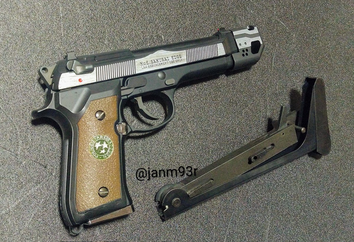 janm93r's tweet photo. サムライエッジSB-wt
出来ましたー😆
なかなかでしょ!
かつてLAPDに導入されていた
ストック付きの92SBをベースにした
サムライエッジという設定です。
私のサムライエッジだから
この特異さがイイ
しかも不思議とね、構えやすい。
#M92F #ベレッタ https://t.co/OnVReffntF