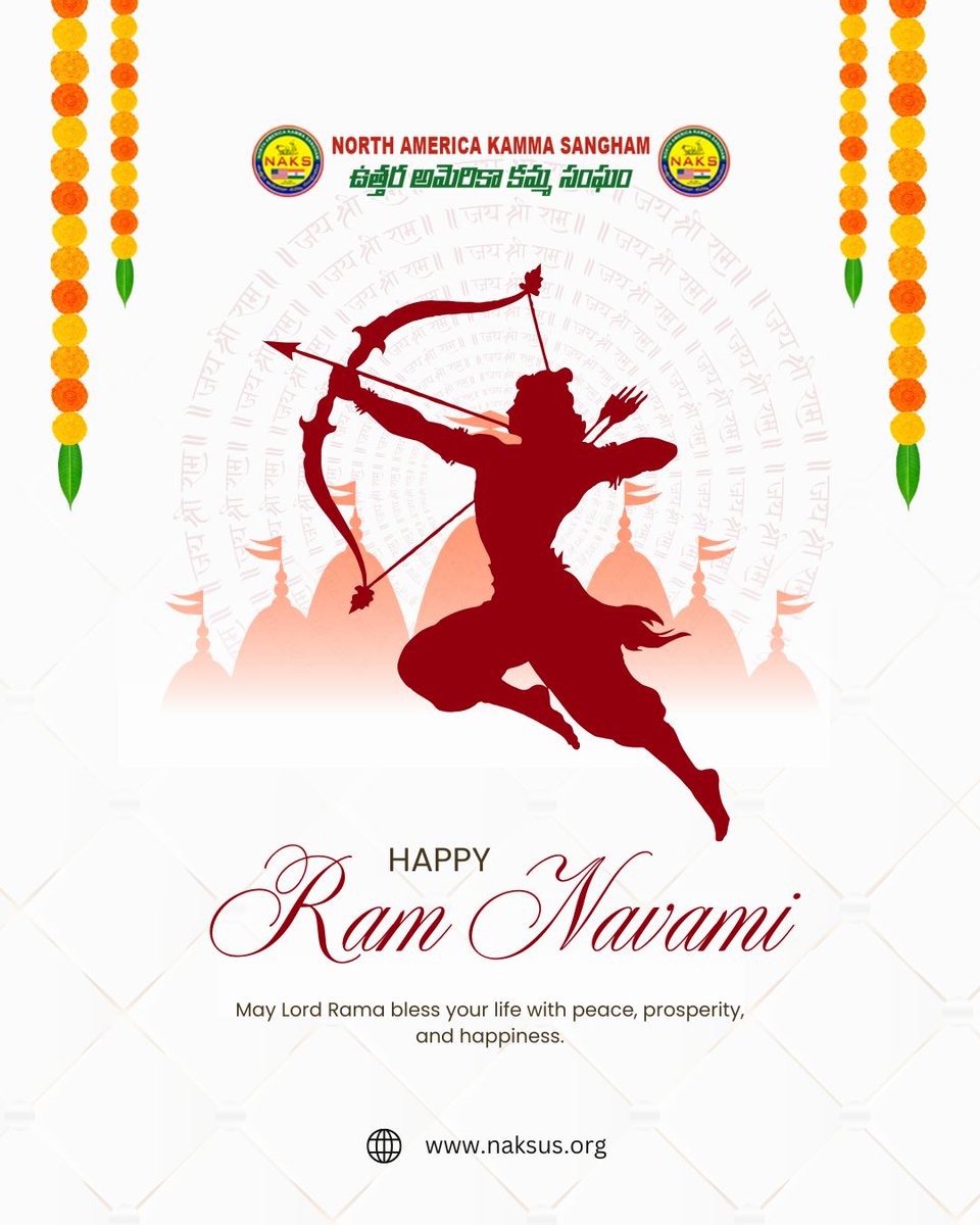 naksusa's tweet photo. 🌼 Wishing everyone Happy #SriRamaNavami!🚩
May Lord Rama bless our community with unity, peace &amp; prosperity 🙏
– North Indian Kamma Sangam
#SriRamaNavami #KammaSangam #Unity #FestiveWishes https://t.co/80sRqngWw6