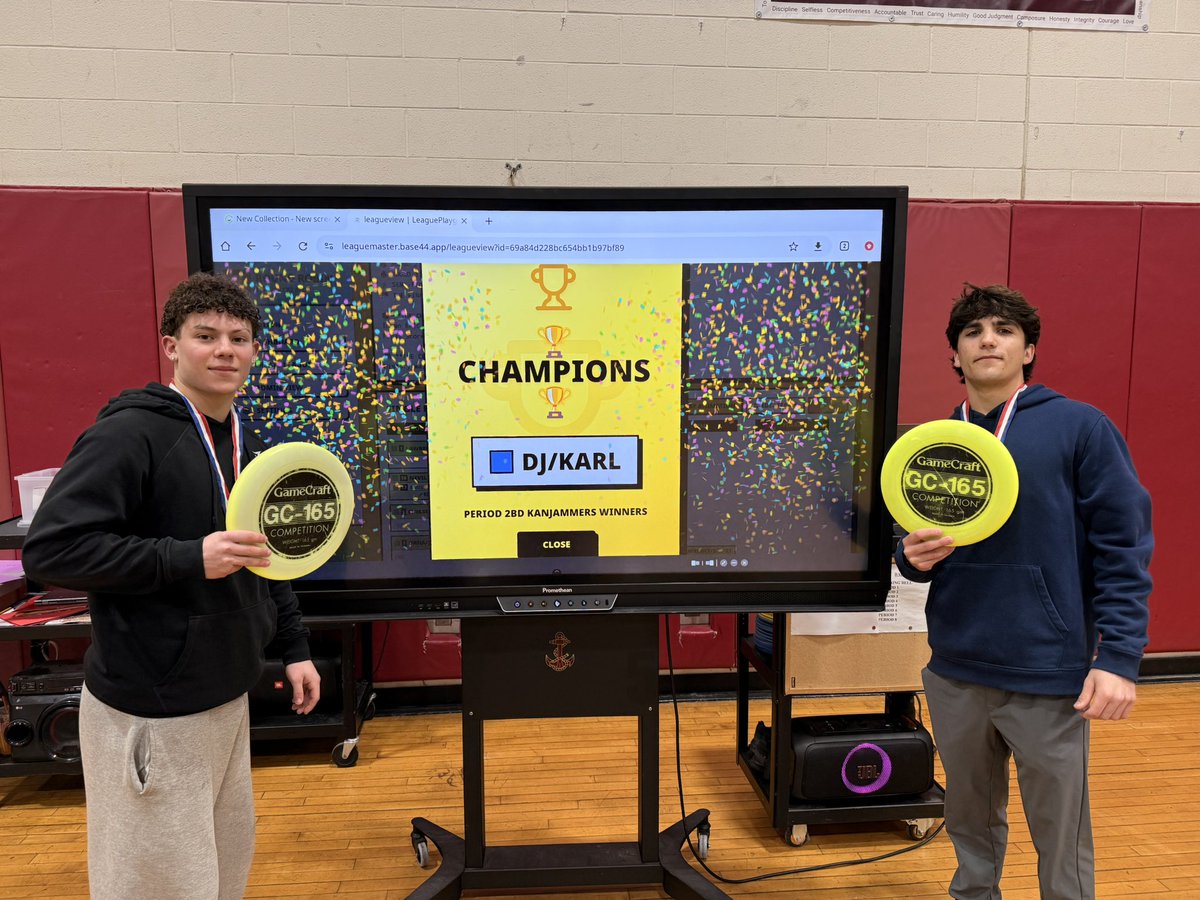 Period 2BD KanJam Champs!! 💪
DJ and Karl reigned supreme!
Congratulations fellas! #winners 
🥇🥇