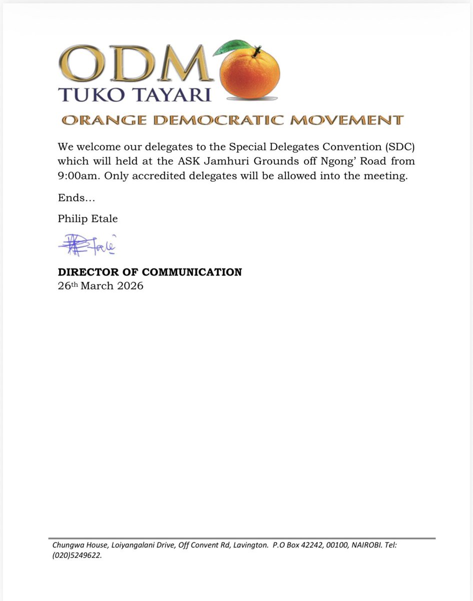 The ODM Party tweet media