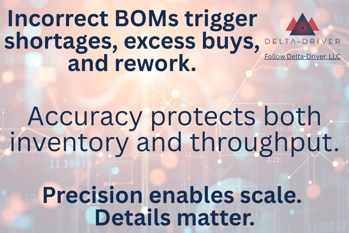ManringPaul's tweet photo. Small data errors create big disruptions.

https://t.co/LErbxGvAP5

#BOM #ManufacturingData #MRP #ProcessDiscipline #DeltaDriver https://t.co/D9s7zsTgzc