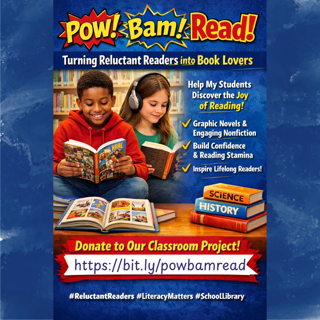 PetreeES's tweet photo. Students can read, but they need the right books. Graphic novels &amp; high-interest nonfiction spark confidence, stamina, and a love of reading. Help me put the right books in their hands.  https://t.co/RT6DwAnepz

#DonorsChoose #LiteracyMatters #ReluctantReader https://t.co/UzvXiOB8hQ
