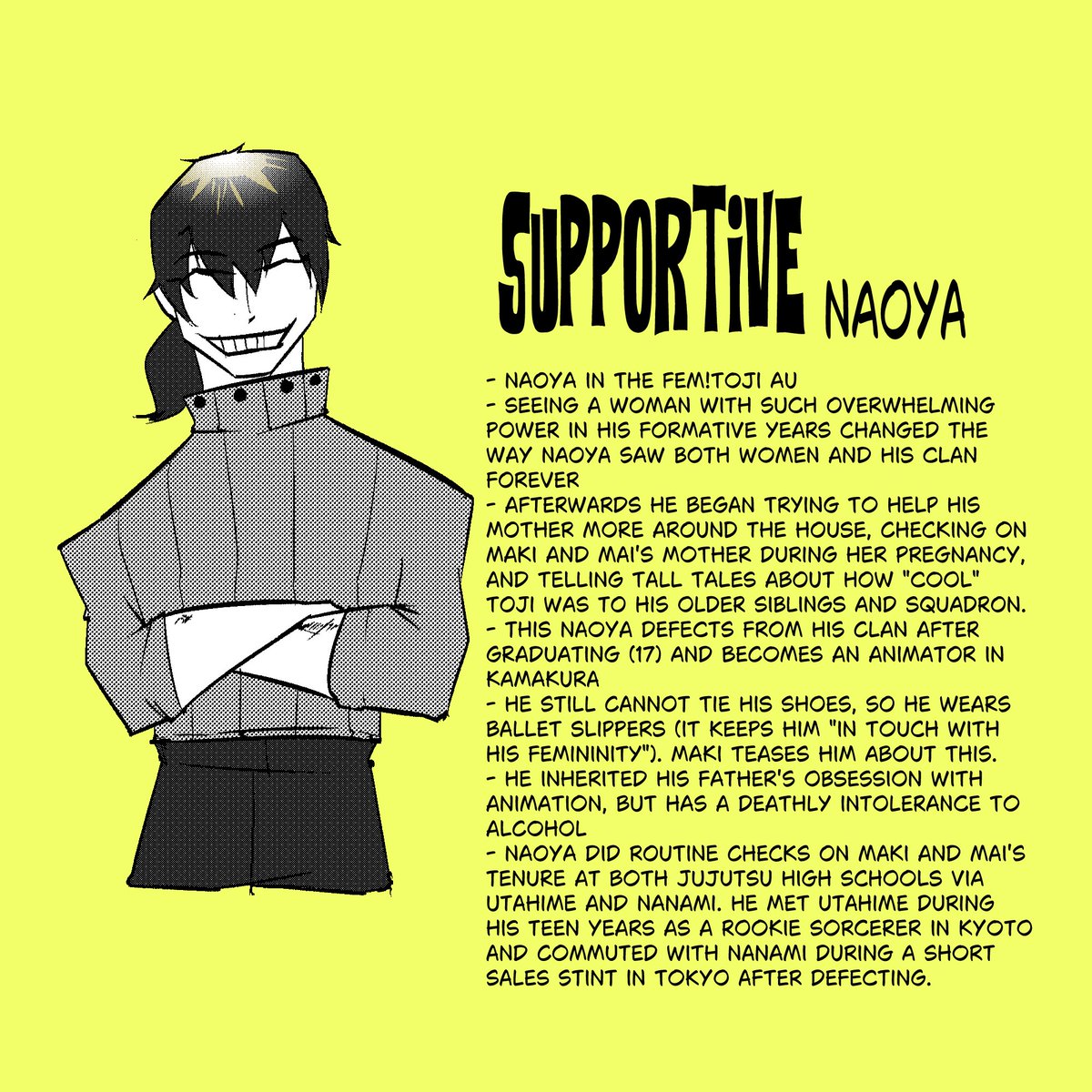 // saw a reel about fem!toji, then thought about how that would change Naoya, so I decided to draw this

// ib: <a href="/treasurwd/">Sukuwuna Ryowomen</a> [Love the swap AU btw]