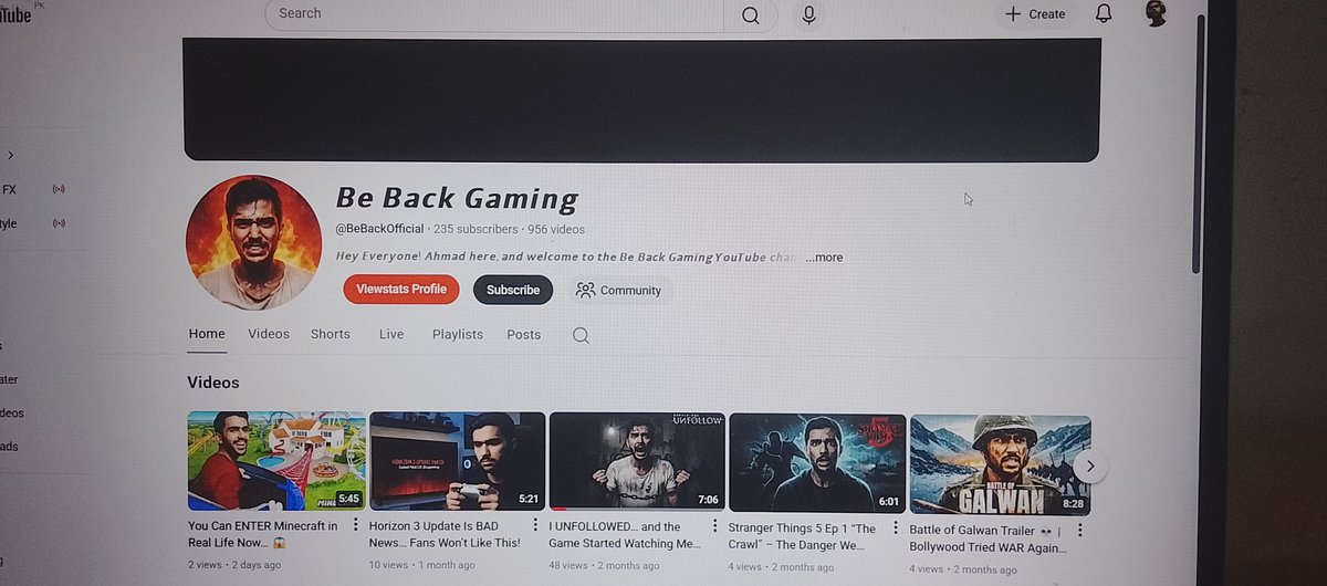 BeBack_Gaming's tweet photo. @TeamYouTube  @YouTube  My channel is not showing any traffic, please check with the stock. https://t.co/J8vmcNlEMU