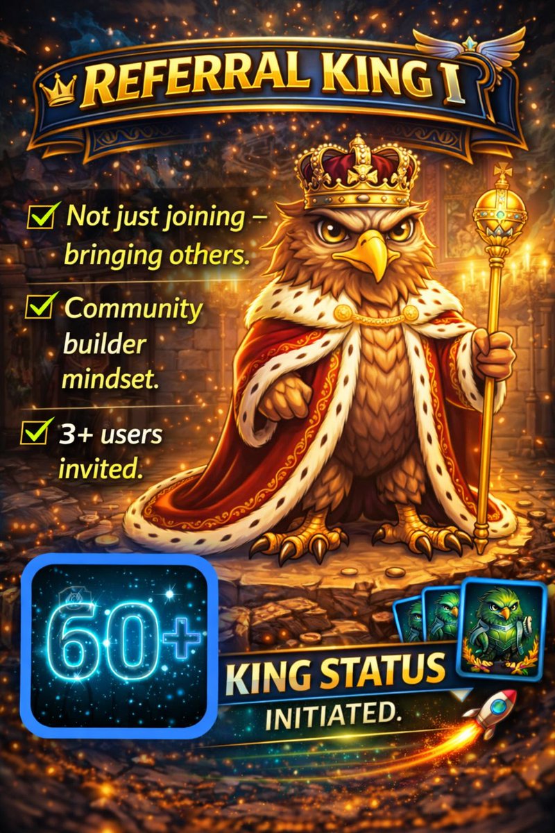 Arab69536's tweet image. Referral King I 
Not just joining — bringing others.
Community builder mindset.
3+ users invited.
King status initiated. 
@srsh_os 
@RAFA_AI 
@Metamorfozzz_