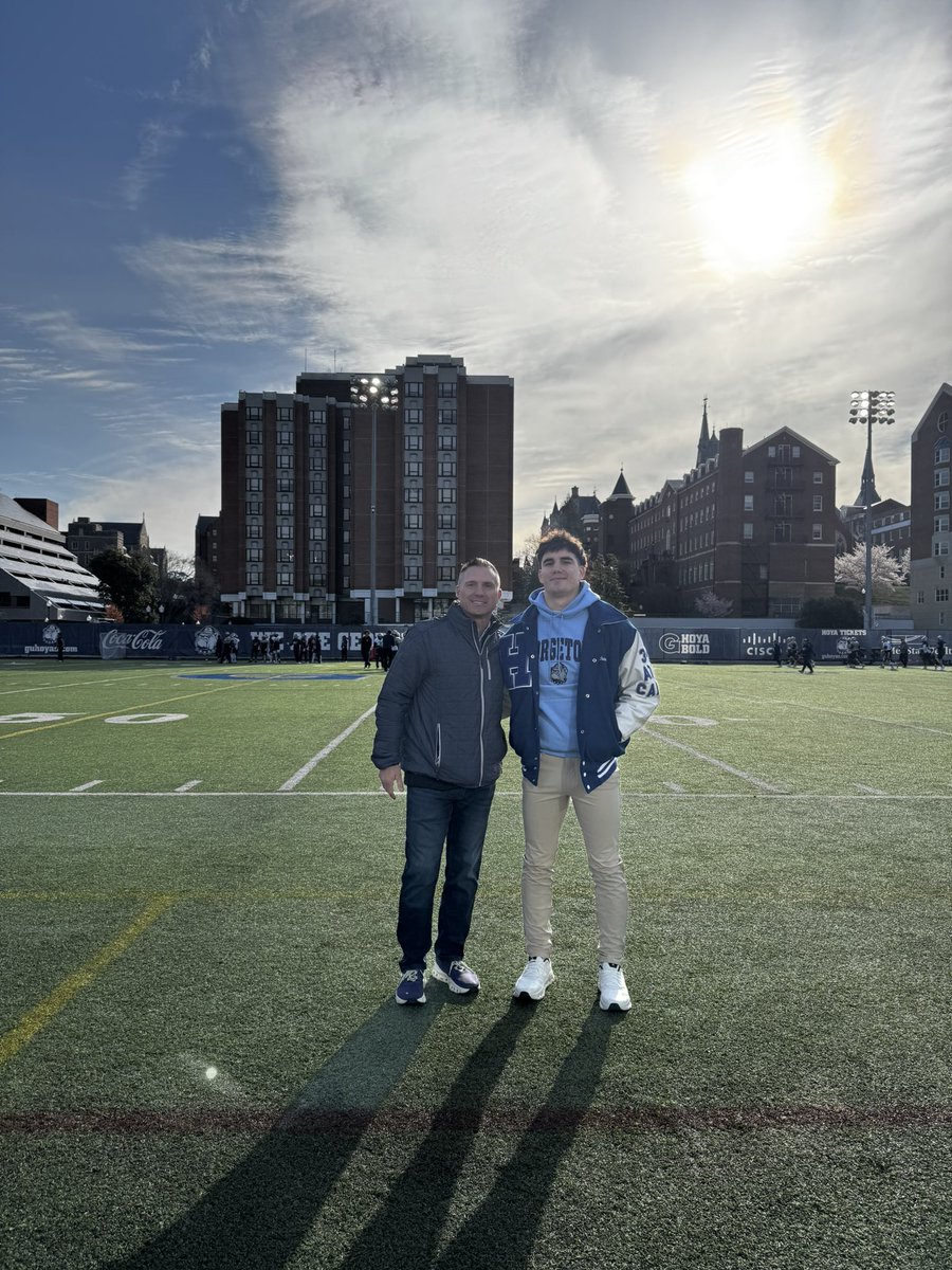 mtodisco__34's tweet photo. Thank you @HoyasFB for a great visit and coaches @coachsgarlata @coachkrd @CoachRamey_ @CoachPurk @CoachAmoako for taking time to talk.  Looking forward to coming back in June for a workout.

@Holmdel_FB2026 @holmdelhornetfb @NoelKavanagh https://t.co/EK5lgfASvh