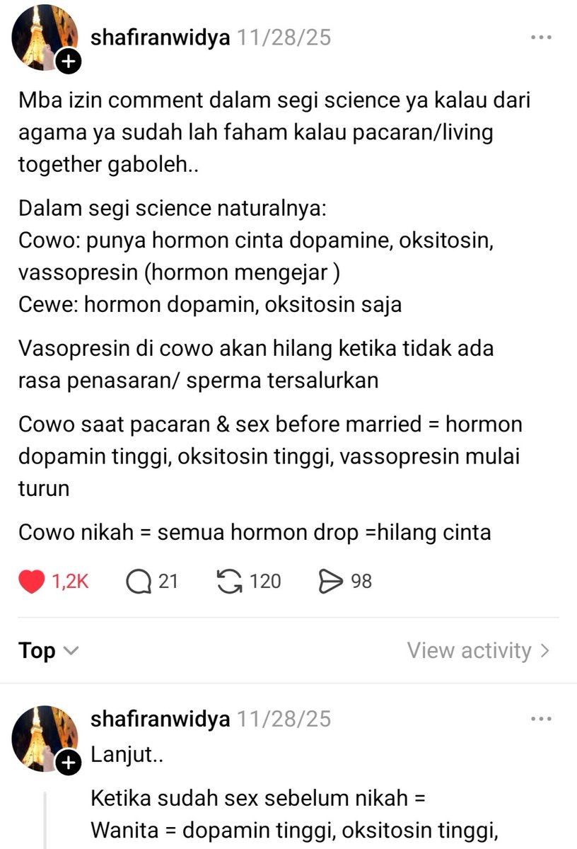 dhistiramind's tweet photo. @LECR0ISSANT Kemarin nemu di thread soal hs sebelum nikah. Dari sisi science https://t.co/xhWE200ugR