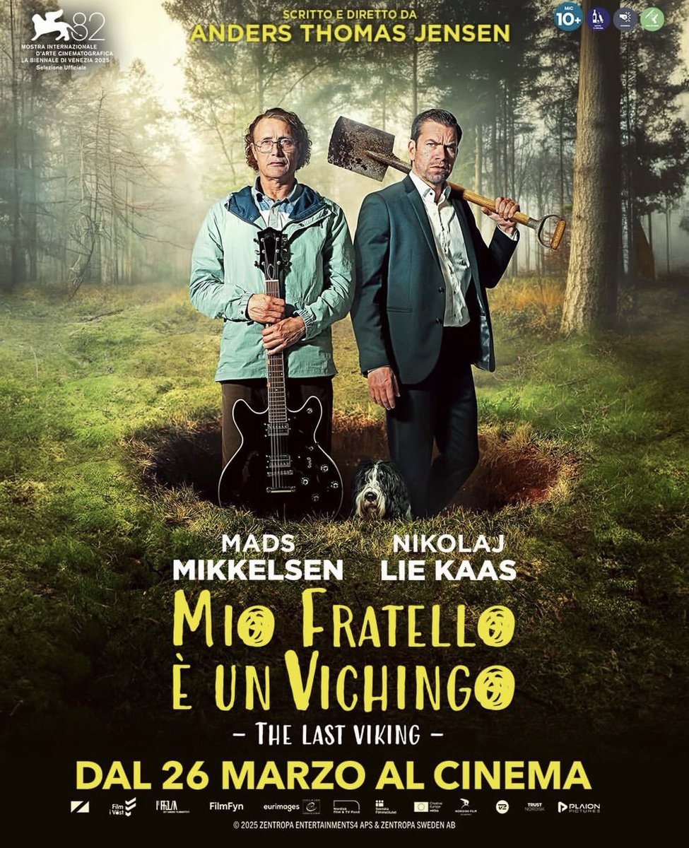 rebellevague's tweet image. Arriva oggi nei cinema italiani con @PlaionItalia “Mio fratello è un vichingo”, il film di Anders Thomas Jensen con Mads Mikkelsen e Nikolaj Lie Kaas presentato a #Venezia82.

Dopo quindici anni di carcere per una rapina finita male, Anker torna in libertà con un solo obiettivo: