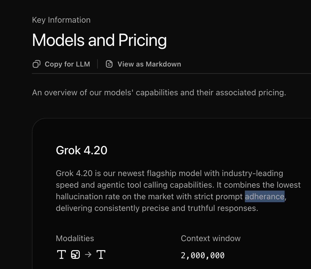 I guess at least we know this wasn't written by AI.

... unless someone thought of that and asked it to insert typos to make it seem human-written. 🤔

docs.x.ai/developers/mod…